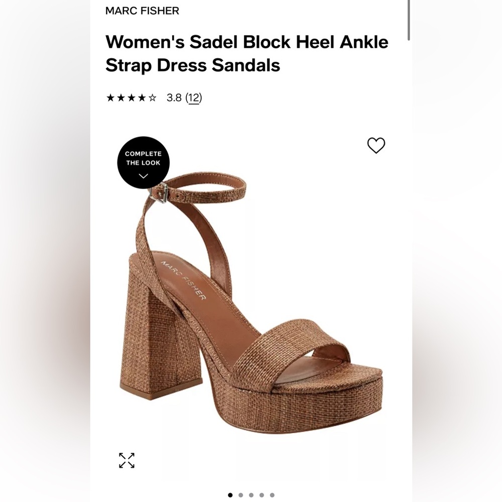 Marc Fisher Cognac Block Heel Ankle Strap 8.5